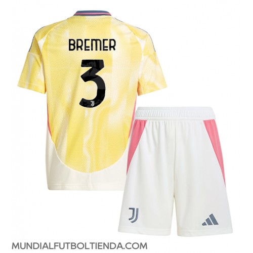 Camiseta Juventus Gleison Bremer #3 Segunda Equipación Replica 2024-25 para niños mangas cortas (+ Pantalones cortos)